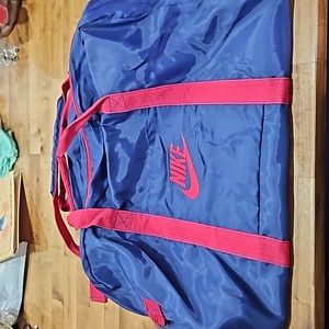 Vintage Nike Swoosh Gym Duffle bag blue and red Embroidered